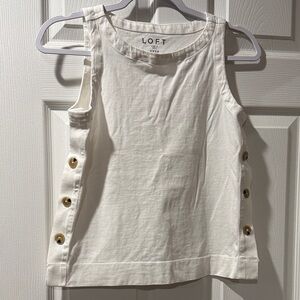LOFT Women's white Tank Top with Button Details